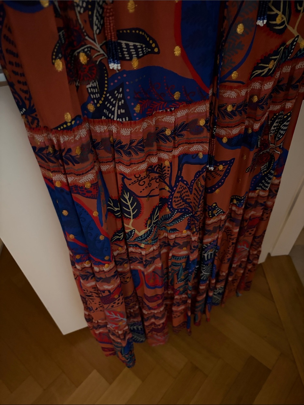 FARM Rio Rust Maxi Dress with Blue Leaf Print - Picture 6 of 8